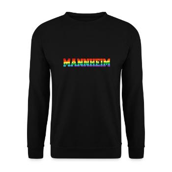 Mannheim Regenbogenfahne - Unisex Pullover - Schwarz - Vorne - Alina (178cm) & Michal (187cm)
