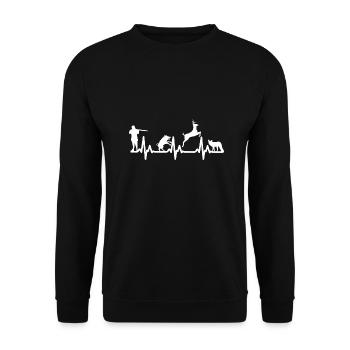 chasse chasseur battement de coeur sanglier cerf renard - Sweat-shirt Unisexe - noir - Devant - Alina (178cm) & Michal (187cm)