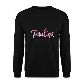 paulina,,name,cursive,pink,font - Unisex Sweatshirt - black - Front - Alina (178cm) & Michal (187cm)