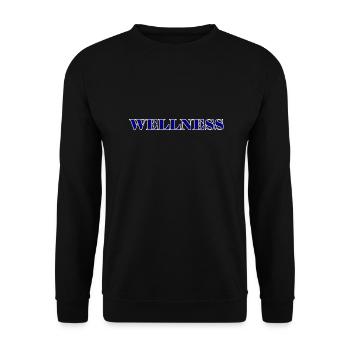 Eleganter Wellness Schriftzug - Unisex Pullover - Schwarz - Vorne - Alina (178cm) & Michal (187cm)