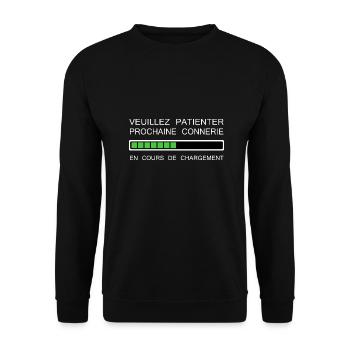 Prochaine connerie en cours - Sweat-shirt Unisexe - noir - Devant - Alina (178cm) & Michal (187cm)