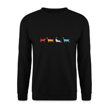 Katze Retro Katzen Silhouette - Unisex Pullover - Schwarz - Vorne - Alina (178cm) & Michal (187cm)