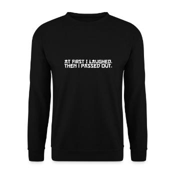 Gravity Injury Broken Bone Fail Post Surgery Gag - Unisex Pullover - Schwarz - Vorne - Alina (178cm) & Michal (187cm)