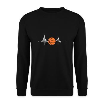 Basketballspieler Herzschlag Basketball - Unisex Pullover - Schwarz - Vorne - Alina (178cm) & Michal (187cm)