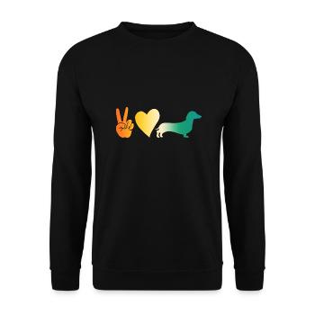 Hund Dackel - Unisex Pullover - Schwarz - Vorne - Alina (178cm) & Michal (187cm)