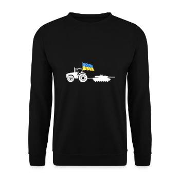 Ukrainischer Bauer stiehlt Kiewer Traktortank - Unisex Pullover - Schwarz - Vorne - Alina (178cm) & Michal (187cm)