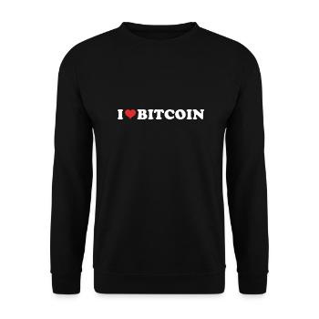 I Love Bitcoin - Ich Liebe Bitcoin - Unisex Pullover - Schwarz - Vorne - Alina (178cm) & Michal (187cm)
