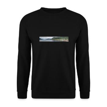 Nordfjordeid Panorama view from harbor Norway - Unisex Sweatshirt - black - Front - Alina (178cm) & Michal (187cm)