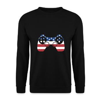 Gamer Us Flag Gaming - Unisex Pullover - Schwarz - Vorne - Alina (178cm) & Michal (187cm)