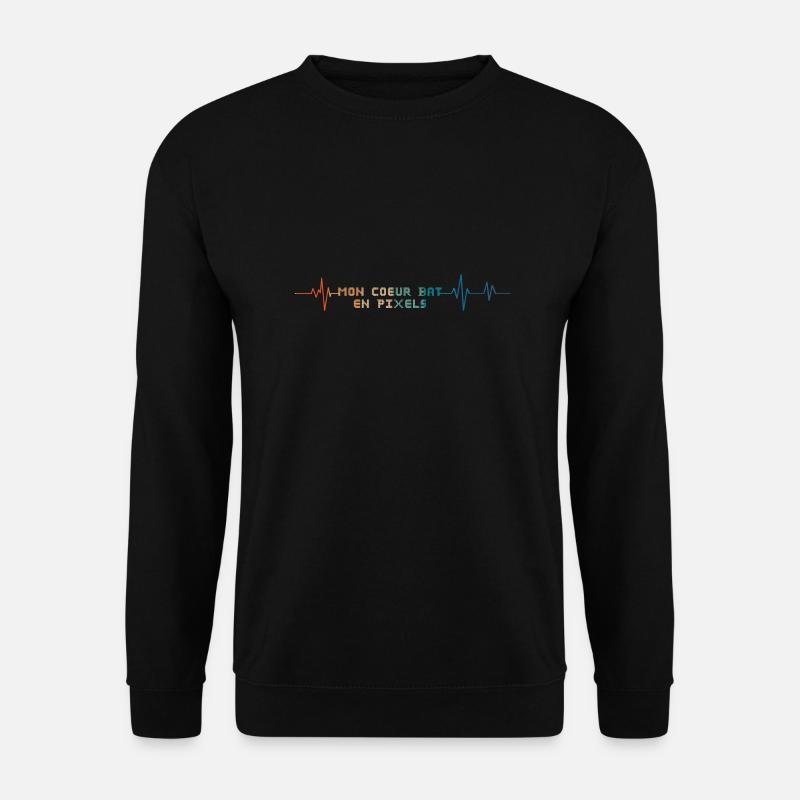 Retro Herzschlag mein Herz schlägt in Pixeln - Unisex Pullover - Schwarz