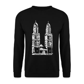 Zürich Grossmünster Großmünster - Unisex Pullover - Schwarz - Vorne - Alina (178cm) & Michal (187cm)