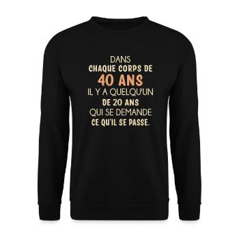 40 ans anniversaire - Sweat-shirt Unisexe - noir - Devant - Alina (178cm) & Michal (187cm)