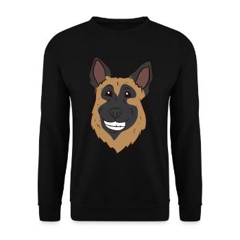 Deutscher Schäferhund - Kopf - Unisex Pullover - Schwarz - Vorne - Alina (178cm) & Michal (187cm)