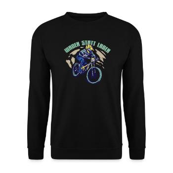 Waden statt laden - Mountainbiker Mountainbike - Unisex Pullover - Schwarz - Vorne - Alina (178cm) & Michal (187cm)