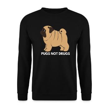 Carlins Not Drugs - Cute Kawaii Chubby Funny Dog - Sweat-shirt Unisexe - noir - Devant - Alina (178cm) & Michal (187cm)