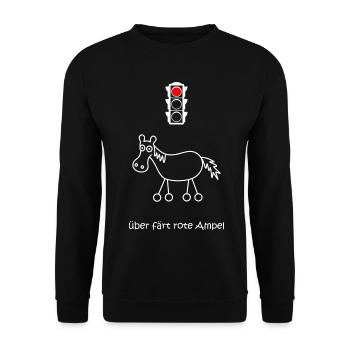 über färt rote Ampel, Autofahrer, Raser, Pferd - Unisex Pullover - Schwarz - Vorne - Alina (178cm) & Michal (187cm)