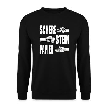 Schere Stein Papier Schnick Schnack Schnuck - Unisex Pullover - Schwarz - Vorne - Alina (178cm) & Michal (187cm)