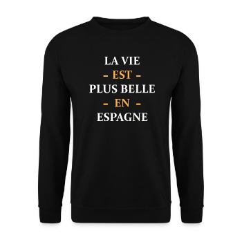 La vie est plus belle en espagne - Sweat-shirt Unisexe - noir - Devant - Alina (178cm) & Michal (187cm)