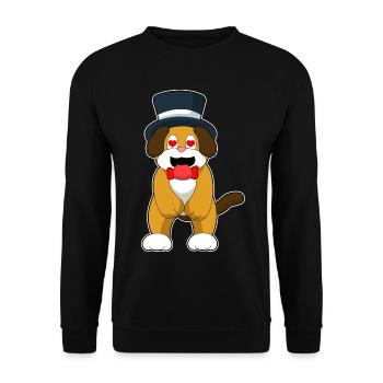 Hund Bräutigam Zylinder Hochzeit - Unisex Pullover - Schwarz - Vorne - Alina (178cm) & Michal (187cm)