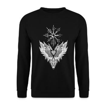 Rabe Odin Vegvisir Valknut - Unisex Pullover - Schwarz - Vorne - Alina (178cm) & Michal (187cm)