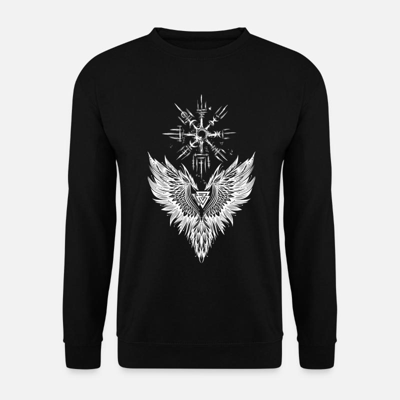 Raven Odin Vegvisir Valknut - Unisex Sweatshirt - black
