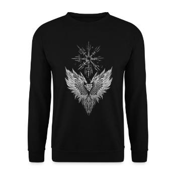 Rabe Odin Vegvisir Valknut - Unisex Pullover - Schwarz - Vorne - Alina (178cm) & Michal (187cm)