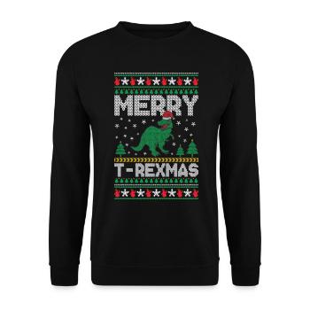 Hässliche Ugly Weihnachts-Shirts Hoodies ho ho ho - Unisex Pullover - Schwarz - Vorne - Alina (178cm) & Michal (187cm)