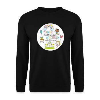 Thank you for growing – child-friendly design - Unisex Sweatshirt - black - Front - Alina (178cm) & Michal (187cm)