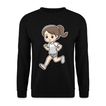 Läuferin Comic Look - Unisex Pullover - Schwarz - Vorne - Alina (178cm) & Michal (187cm)