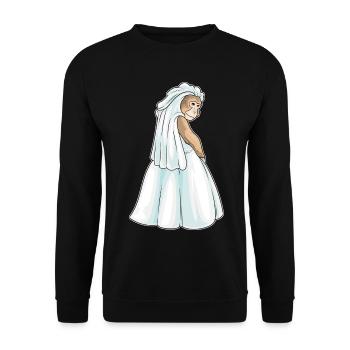 Affe Braut Schleier Hochzeit - Unisex Pullover - Schwarz - Vorne - Alina (178cm) & Michal (187cm)