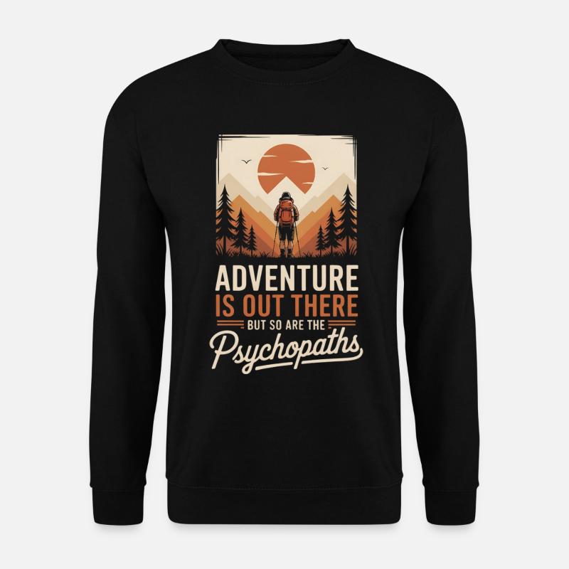 Wanderer im Bergpanorama - Unisex Pullover - Schwarz
