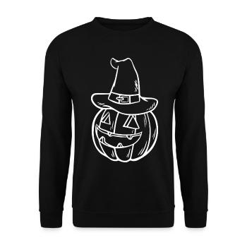 Pumpkin Sketch with Witch Hat – Cute Halloween Motif - Unisex Sweatshirt - black - Front - Alina (178cm) & Michal (187cm)
