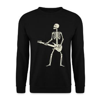 Funny Skeleton Playing Guitar Rock and Roll Fans  - Unisex Sweatshirt - black - Front - Alina (178cm) & Michal (187cm)