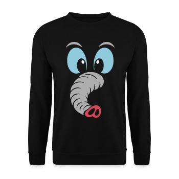 Elephant | Big Face Costume Carnival Disguise - Unisex Sweatshirt - black - Front - Alina (178cm) & Michal (187cm)