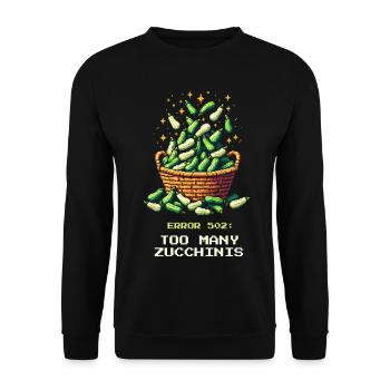 Zu viele Zucchini | Ernte & Einmachen - Unisex Pullover - Schwarz - Vorne - Alina (178cm) & Michal (187cm)