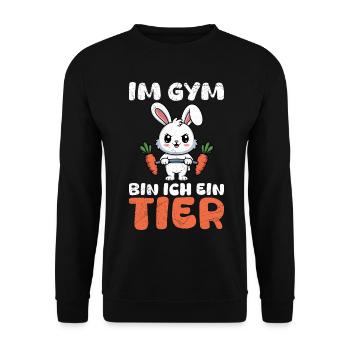 Kraftsport IM GYM BIN ICH EIN TIER Lustiges - Unisex Pullover - Schwarz - Vorne - Alina (178cm) & Michal (187cm)
