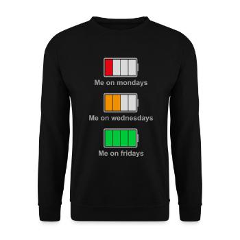 Ma batterie pendant la semaine - Sweat-shirt Unisexe - noir - Devant - Alina (178cm) & Michal (187cm)