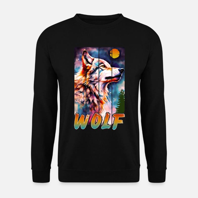 WOLF-NATURKUNST - Unisex Pullover - Schwarz