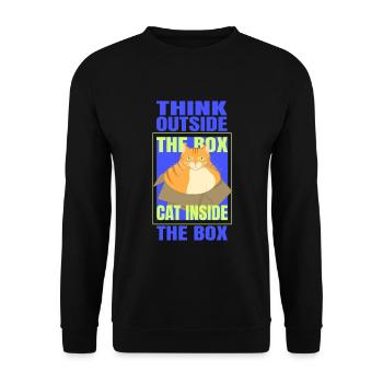Think Outside the Box Cat Inside the Box - Unisex Sweatshirt - black - Front - Alina (178cm) & Michal (187cm)