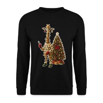 Giraffengazelle in der Lichterkettenfalle - Unisex Pullover - Schwarz - Vorne - Alina (178cm) & Michal (187cm)