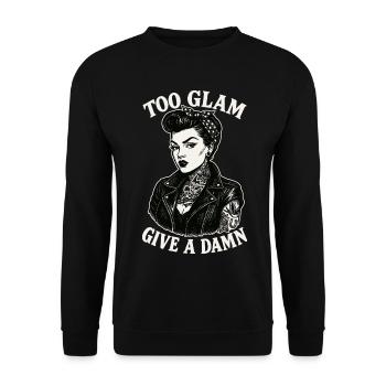 Pin-Up Girl: Too Glam to Give a Damn Biker - Unisex Sweatshirt - black - Front - Alina (178cm) & Michal (187cm)