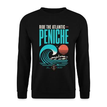 Peniche Surfing - Sweat-shirt Unisexe - noir - Devant - Alina (178cm) & Michal (187cm)