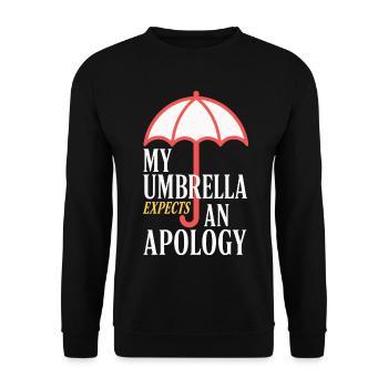 Regenschirm erwartet eine Entschuldigung - Unisex Pullover - Schwarz - Vorne - Alina (178cm) & Michal (187cm)