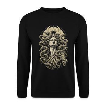 Medusa Schlangen Gorgone Gothic Mythologie - Unisex Pullover - Schwarz - Vorne - Alina (178cm) & Michal (187cm)