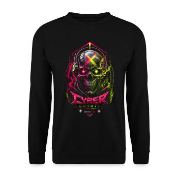 Neon Spirit Cyber Skull – Horror – Halloween - Unisex Pullover - Schwarz - Vorne - Alina (178cm) & Michal (187cm)