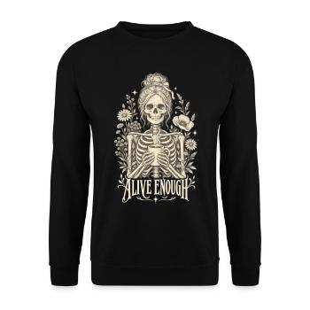 Gerade lebendig genug - Unisex Pullover - Schwarz - Vorne - Alina (178cm) & Michal (187cm)