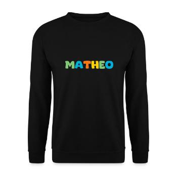 Name - Matheo - Unisex Pullover - Schwarz - Vorne - Alina (178cm) & Michal (187cm)