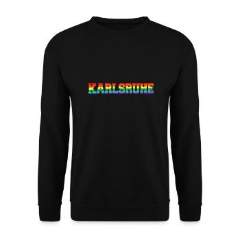 Karlsruhe Regenbogenfahne - Unisex Pullover - Schwarz - Vorne - Alina (178cm) & Michal (187cm)