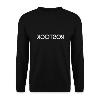 Rostock - Hansestadt - Ostsee - seitenverkehrt - Unisex Pullover - Schwarz - Vorne - Alina (178cm) & Michal (187cm)