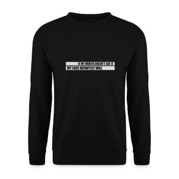my face definitely will - Unisex Pullover - Schwarz - Vorne - Alina (178cm) & Michal (187cm)